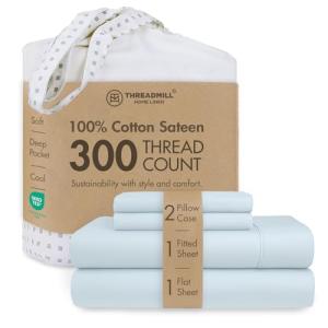 Soft Cotton Full Sheet Set - Light Blue 4-Piece