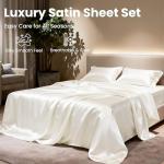 Ivory Satin Queen Sheet Set - 4 Pieces