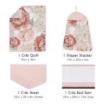 Blush Pink Boho Floral Baby Crib Bedding Set