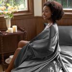 CozyLux 4-Piece Dark Grey Satin Queen Sheet Set