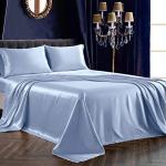 Luxurious Baby Blue Satin Twin Sheet Set