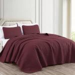 Chezmoi Austin Oversized Queen Bedspread Set, Burgundy