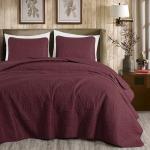 Chezmoi Austin Oversized Queen Bedspread Set, Burgundy