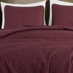 Chezmoi Austin Oversized Queen Bedspread Set, Burgundy
