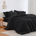 Seersucker Black Queen Comforter Set - 7 Pieces