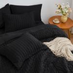 Seersucker Black Queen Comforter Set - 7 Pieces