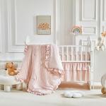 Tufted Stripes Crib Bedding Set with Ruffles