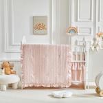 Tufted Stripes Crib Bedding Set with Ruffles