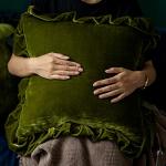 Olive Green Velvet Throw Pillow Covers, Set of 2