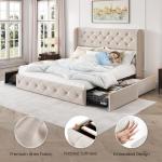 Tufted Queen Bed Frame with Storage Drawers