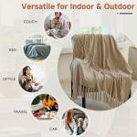 Simple&Opulence Soft Chenille Throw Blanket 50'' x 60'' - Cozy Fluffy Blanket with Fringe Tassel, Farmhouse Boho Blankets for Couch Bed Office Chair Gift Home Decor All Season Use, Khaki