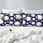 Baseball Sheet Set Sports Theme Bedding Set for Kids Boys Girls Teens 3D Blue Ball Pattern Bed Sheets Breathable Baseball Games Bed Sheet Set Room DecorBed Set Full Size