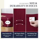 Ashton Sheets 100% Egyptian Cotton Sheets King Size - 1200 Thread Count King Size Sheets Set Egyptian Cotton, 4 PC Luxury Bedsheet (Burgundy), Soft, Cooling, 17" Deep Pocket Sateen Weave Bedsheet Set