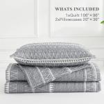 Andency Quilt King Size Set Grey (106x96 Inch), 3 Pieces(1 Striped Boho Printed Quilt and 2 Pillowcases), Bohemian Summer Lightweight Reversible Microfiber Bedspread Coverlet Sets