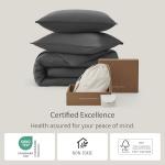 Double Stitch Cashmere Cotton Duvet Cover Set - Mongolian Cashmere and Pima Cotton Blend Bedding, Luxury Warm Duvet Cover King Size, with Button Closure, Ash Black, 106" x 90"