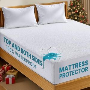 Utopia Bedding Dual Sided Mattress Protector with Waterproof Terry Top and Side Panels Queen Size 2 Pack, Soft and Breathable Mattress Cover, Fitted Style with Stretchable Elastic Pockets