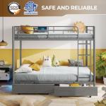 Twin Over Twin Metal Bunk Bed with USB & LED