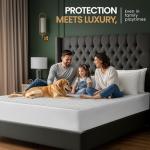 Queen Waterproof Bamboo Mattress Protector - Breathable Fitted