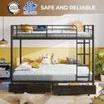 Full Over Full Metal Bunk Bed with USB & LED