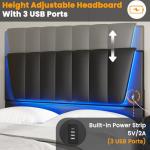 Queen Bed Frame with LED Light and Storage Drawers