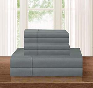 Luxurious 6-Piece Queen Microfiber Bedding Set, Grey