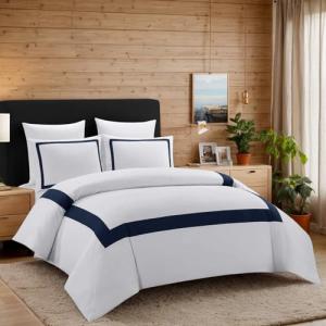 Luxury Navy Microfiber 3-Piece Duvet Cover Set