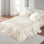 Luxurious Ivory Satin Queen Sheet Set - 6 Pieces