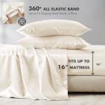 Luxurious Ivory Satin Queen Sheet Set - 6 Pieces