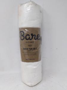 Bare Home Queen Bed Skirt - 15-Inch Tailored Drop Easy Fit - Bed Skirt for Beds - Center & Corner Pleats (Queen, Cream)