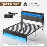 Queen Bed Frame with LED Lights and Storage