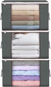 3-Pack Foldable Storage Bags for Bedding, 90L