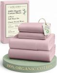 LANE LINEN 100% Organic Cotton Sheets Full Size Bed, Machine Washable Fully Elasticized Low Pill Fade Resistant Cotton Sheets, Soft & Comfy Percale Eco Friendly sábanas Full -Sepia Rose