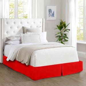 Elegant Comfort 1500 Premier Wrinkle & Fade Resistant Hotel Quality Bed Skirt/Dust Ruffle - Pleated Tailored 14inch Drop, Queen, Red