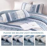 WONGS BEDDING Boho Quilt Set King Size, Blue Bohemian 3 Pieces Quilt Sets, Lightweight Bedspread Coverlet Bedding Set for All Season (104"x90")