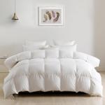 DWR Luxury Oversized Queen Down Feather Fibers Comforter, Soft Cotton Blend Cover, High Fill Power Medium Weight, Fluffy Down Feather Fibers Duvet Insert with Ties (98x98 Inches, White)