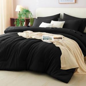CozyLux 7-Piece Queen Comforter Set in Black