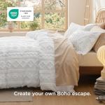 Bedsure Boho Kids Duvet Cover Queen Size（Duvet Insert/Comforter not Included - Tufted Duvet Cover Queen for All Seasons,Soft Shabby Chic Boho Bedding (Olive Green, 90" x 90")