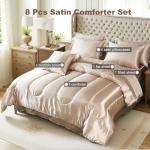 Taupe Silk-Like 8-Piece Queen Comforter Set