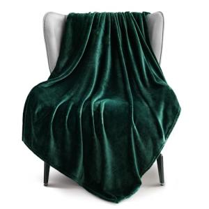 Exclusivo Mezcla Extra Large Fleece Throw Blanket for Couch, Sofa, 300GSM Super Soft and Warm Blankets, Forest Green Throw All Season Use, Cozy, Plush, Lightweight, 50x70 Inches