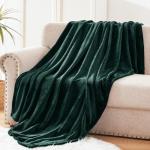 Exclusivo Mezcla Extra Large Fleece Throw Blanket for Couch, Sofa, 300GSM Super Soft and Warm Blankets, Forest Green Throw All Season Use, Cozy, Plush, Lightweight, 50x70 Inches