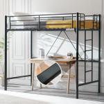VINGLI Twin Loft Bed with Stairs and Rails