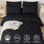 JOLLYVOGUE 7-Piece Queen Comforter Bed Set - Black