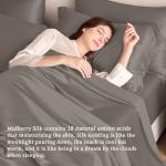 THXSILK Silk Sheet Set 4Pcs, 6A+ Top 100% Natural Mulberry Silk Bed Sheets, Breathable Cooling Luxury Bedding Sets Ultra Soft Durable, 1 Fitted Sheet, 1 Flat Sheet and 2 Pillow Shams (King, Charcoal)