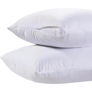 Luxury White Zippered Pillow Covers, Set of 2