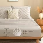 Litanika California King Size Comforter Set with Sheets Beige - 7 Pieces Bed in a Bag Cal King Chevron Tufted Complete Bedding Sets with Comforter, Sheets, Pillowcases & Shams