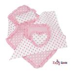 Emily Rose 18-Inch Doll Reverisble Pink Hearts 5-PC Bedding Bundle Set for Toy Beds Bunks Cribs & Cradles | Fits 15" - 18" Doll Bunkbeds - Blanket Pillows Accessories Bed Playset | USA Business