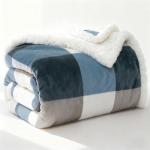Reversible Sherpa Fleece Throw Blanket - Grey/Blue 60"x80