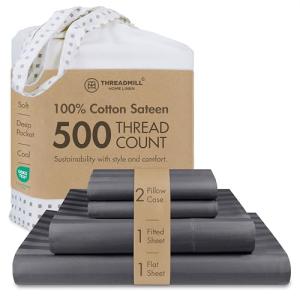 Luxury Dark Grey 500 TC Queen Sheet Set
