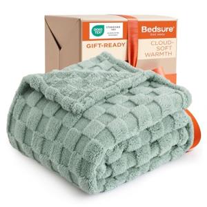 Sage Green Fleece Throw Blanket - 50x60 Inches