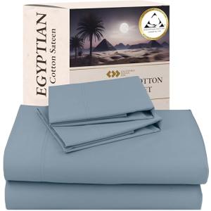 Luxury Egyptian Cotton Cal King Bed Set - Blue